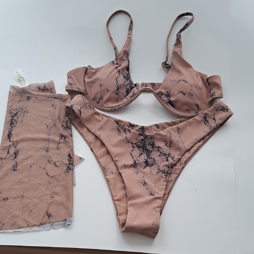 Marble Print Bikini Set